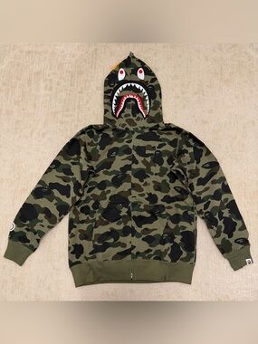 Bape Green Camo Shark Full Zip Hoodie